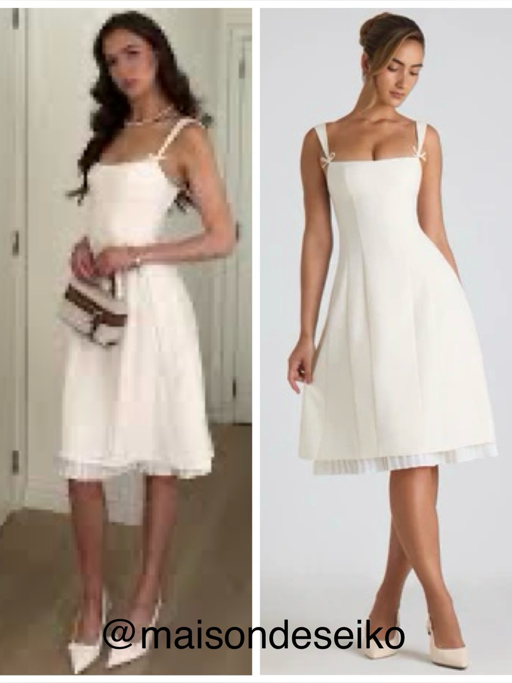 NWT Oh Polly Midi Dress Ivory Isadora Bow Sleeveless Square Neck size 4